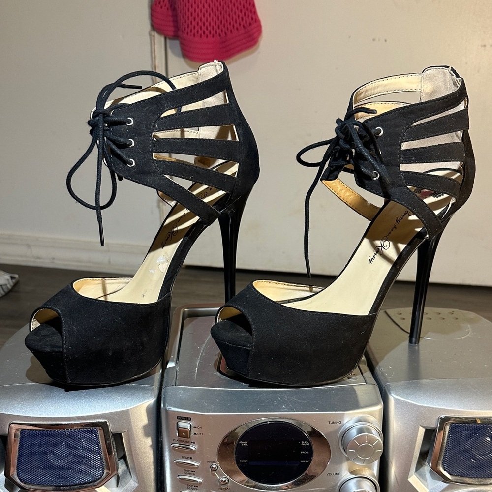 Black Lace-Up Heels, 5 inches